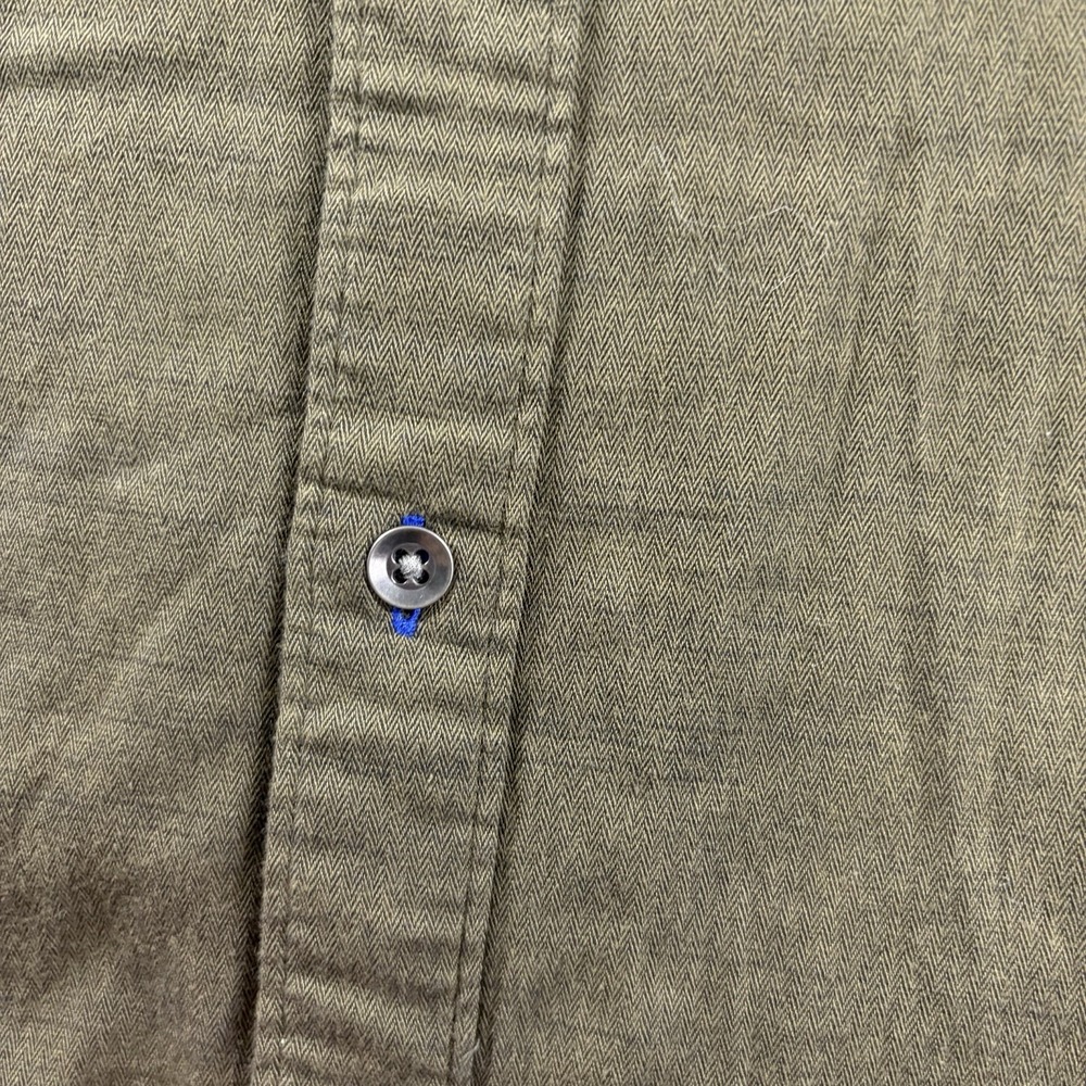 Rock Republic Shirt Mens XXL Stretch Olive Green Pockets Utility Herringbone - Picture 8 of 12